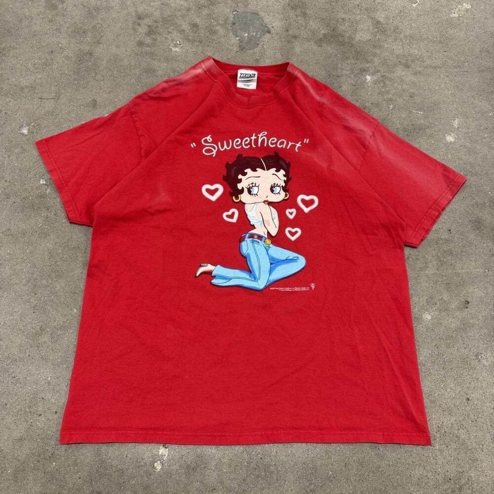 VINTAGE 00s BETTY BOOP SWEETHEART PARAMOUNT MOVIE FILM CARTOON RED T SHIRT XL
